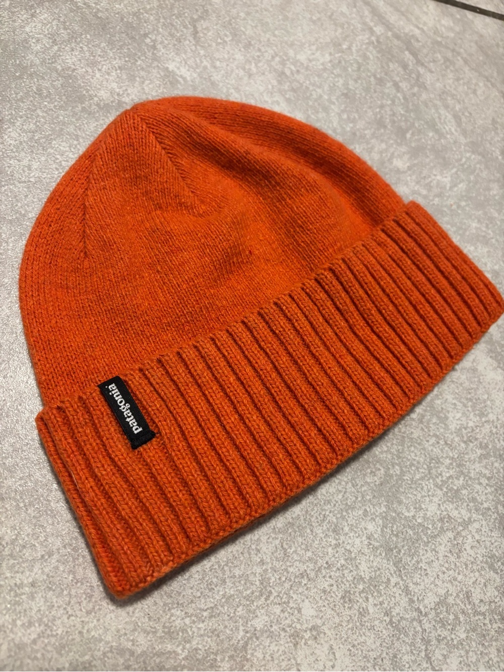 Patagonia Orange Ribbed Knit Beanie